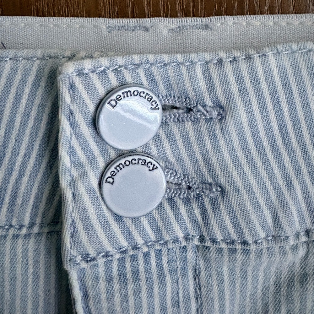 Democracy Light Blue Striped Mini Skirt - Picture 2 of 5